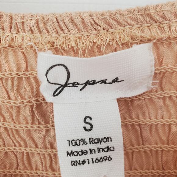 Japna Ruched Crop Top in Beige Size Small - Picture 3 of 5